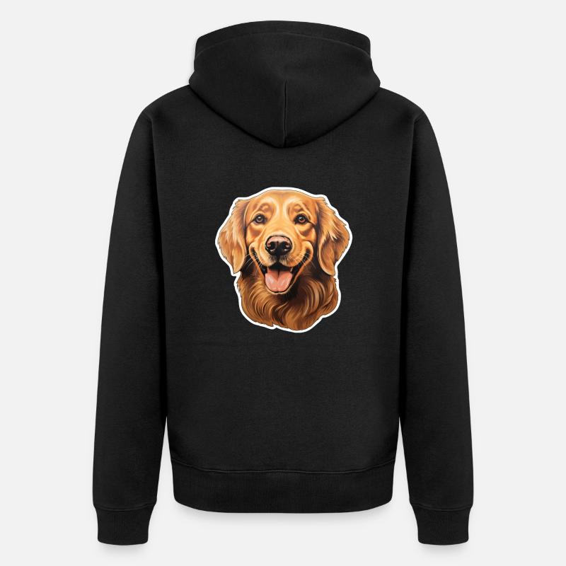 Tête de Golden Retriever - Veste à capuche bio Premium Unisexe - noir