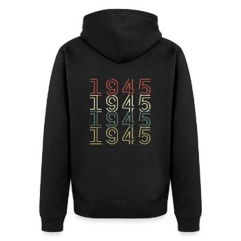 Original 1945 Jahrgang Vintage Geburtstag Retro - Unisex Premium Bio Zip Hoodie - Schwarz - Hinten - Nico (187cm)
