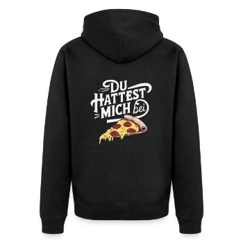 Du hattest mich bei Pizza Lustige Illustration - Unisex Premium Bio Zip Hoodie - Schwarz - Hinten - Nico (187cm)