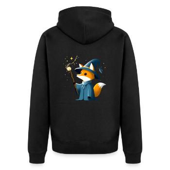 Magic Fox - Unisex Premium Organic Zip Hoodie - black - Back - Nico (187cm)