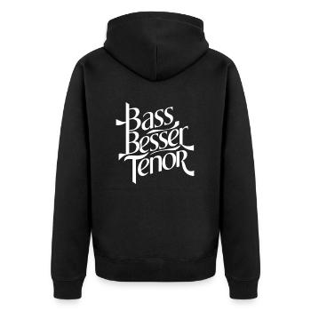 Bass Besser Tenor - Unisex Premium Bio Zip Hoodie - Schwarz - Hinten - Nico (187cm)