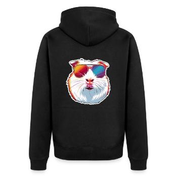 Niedliches Meerschweinchen Chilt mit Sonnenbrille - Unisex Premium Bio Zip Hoodie - Schwarz - Hinten - Nico (187cm)