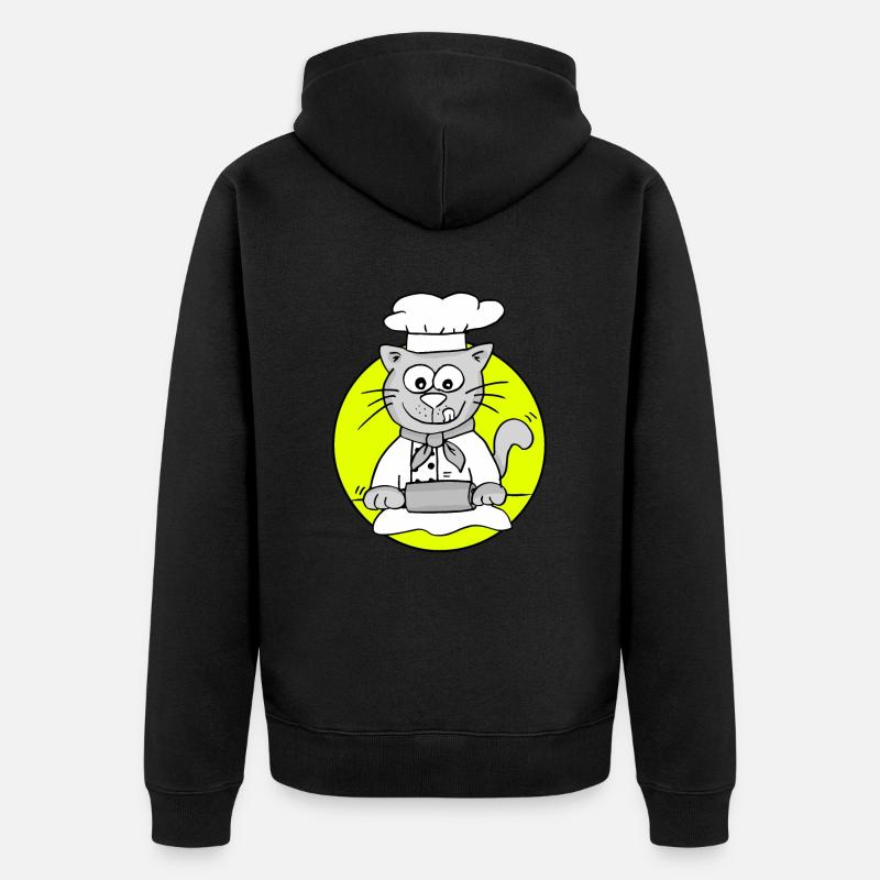 Retro Bäcker-Katze - Beruf Bäcker - Unisex Premium Bio Zip Hoodie - Schwarz