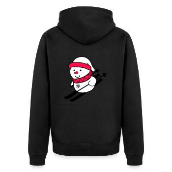 ski fahrer schneemann 02 - Unisex Premium Bio Zip Hoodie - Schwarz - Hinten - Nico (187cm)