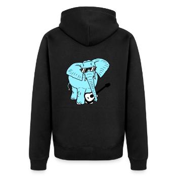Elefant Spielt Gitarre Musik Party Band Gitarrist - Unisex Premium Bio Zip Hoodie - Schwarz - Hinten - Nico (187cm)