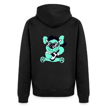 Seated Teddy Bear Plays Cute Guitar Guitarist - Unisex Premium Organic Zip Hoodie - black - Back - Nico (187cm)