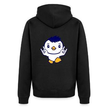 Cute Heavy Metal Duck Bird Chick Skirt Hand Gesture - Unisex Premium Organic Zip Hoodie - black - Back - Nico (187cm)