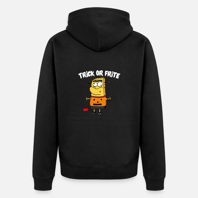 TRICK ODER POMMES WEISS - Unisex Premium Bio Zip Hoodie - Schwarz