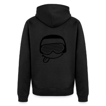 DJ Fun Gesicht Streckt Zunge Raus Party Musik Spaß - Unisex Premium Bio Zip Hoodie - Schwarz - Hinten - Nico (187cm)