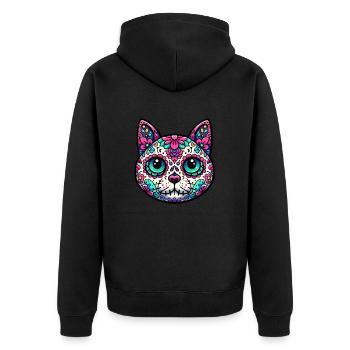 Crâne en sucre de chat coloré - Veste à capuche bio Premium Unisexe - noir - Dos - Nico (187cm)