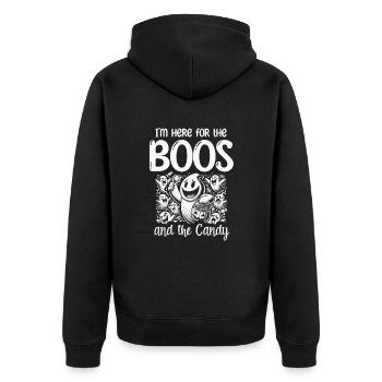 Je suis ici pour les huées et les bonbons, Halloween - Veste à capuche bio Premium Unisexe - noir - Dos - Nico (187cm)