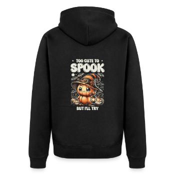 Too cute to scare but I'm trying Halloween - Unisex Premium Organic Zip Hoodie - black - Back - Nico (187cm)
