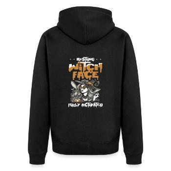 Hexengesicht Voll Aktiviert, Halloween Humor Hexen - Unisex Premium Bio Zip Hoodie - Schwarz - Hinten - Nico (187cm)