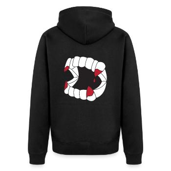 Vampir Zähne - Unisex Premium Bio Zip Hoodie - Schwarz - Hinten - Nico (187cm)