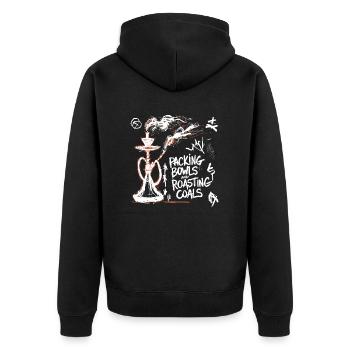 Shisha-Liebhaber Lifestyle Design - Unisex Premium Bio Zip Hoodie - Schwarz - Hinten - Nico (187cm)