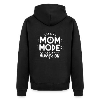 Mama-Modus: Immer eingeschaltet - Unisex Premium Bio Zip Hoodie - Schwarz - Hinten - Nico (187cm)