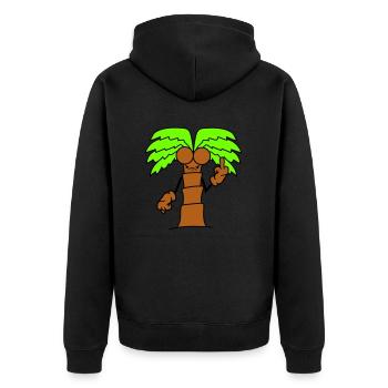Lustige Böse Palme Zeigt Wütend Mittelfinger Comic - Unisex Premium Bio Zip Hoodie - Schwarz - Hinten - Nico (187cm)