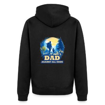 Dad against all odds - Unisex Premium Organic Zip Hoodie - black - Back - Nico (187cm)