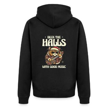Schmücke Hallen guter Musik, Weihnachtsdekoration - Unisex Premium Bio Zip Hoodie - Schwarz - Hinten - Nico (187cm)