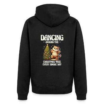 Jeden Feiertag um den Weihnachtsbaum tanzen - Unisex Premium Bio Zip Hoodie - Schwarz - Hinten - Nico (187cm)