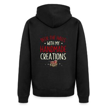 Schmücken Sie Halle mit handgefertigten Kreationen - Unisex Premium Bio Zip Hoodie - Schwarz - Hinten - Nico (187cm)