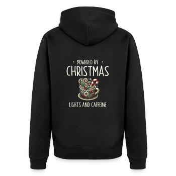 Powered Christmas Lights Caffeine Holiday - Unisex Premium Organic Zip Hoodie - black - Back - Nico (187cm)