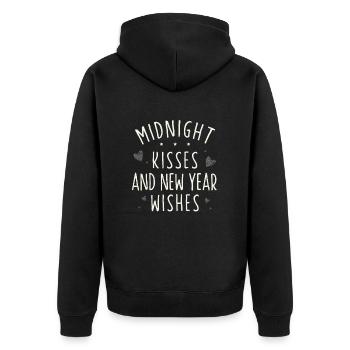 Midnight kisses, New Year's wishes, New Year's celebrations - Unisex Premium Organic Zip Hoodie - black - Back - Nico (187cm)