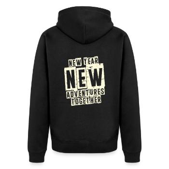 New Year, New Adventures Together, Couple Adventures - Unisex Premium Organic Zip Hoodie - black - Back - Nico (187cm)