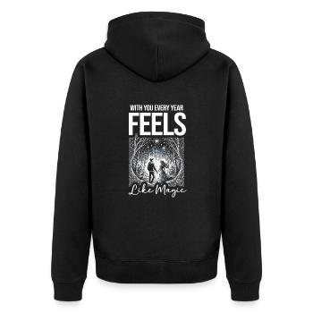 With you, every year feels magical romantic - Unisex Premium Organic Zip Hoodie - black - Back - Nico (187cm)
