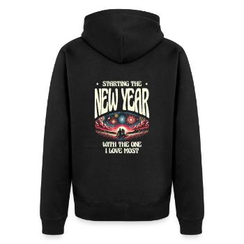Start the new year with the most fun - Unisex Premium Organic Zip Hoodie - black - Back - Nico (187cm)