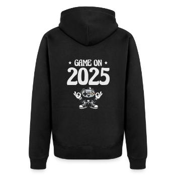 Game On 2025, l’enthousiasme pour le jeu, l’ du Nouvel An - Veste à capuche bio Premium Unisexe - noir - Dos - Nico (187cm)