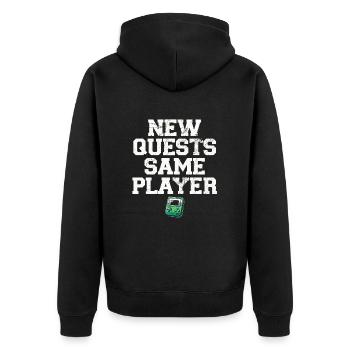 New Quests: Same Player, Gaming Adventure - Unisex Premium Organic Zip Hoodie - black - Back - Nico (187cm)