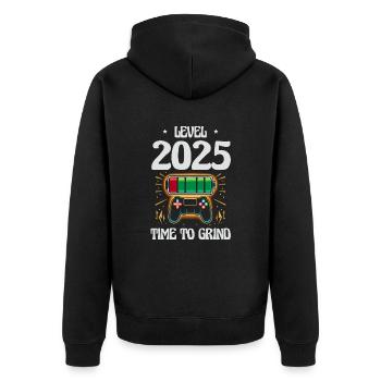 Niveau 2025 Temps de mouture, Objectifs de jeu, Jour de l’An - Veste à capuche bio Premium Unisexe - noir - Dos - Nico (187cm)