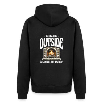 Chilling outside, cosy inside, wintry - Unisex Premium Organic Zip Hoodie - black - Back - Nico (187cm)