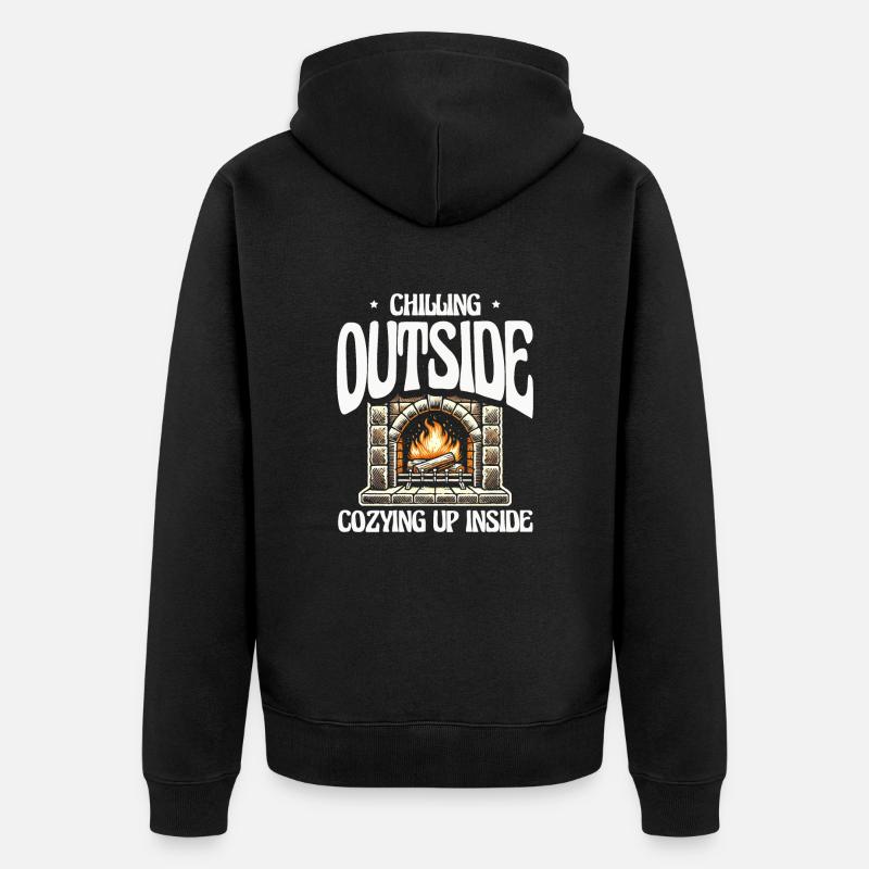 Chilling outside, cosy inside, wintry - Unisex Premium Organic Zip Hoodie - black