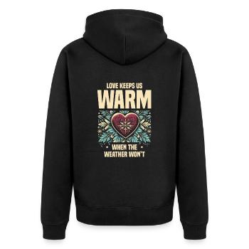 L’amour nous garde au chaud quand le temps ne joue pas le jeu - Veste à capuche bio Premium Unisexe - noir - Dos - Nico (187cm)