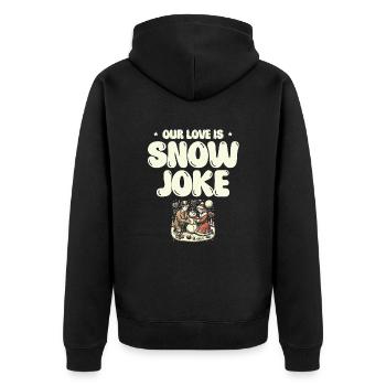 Notre amour Snow Wit, Humour d’hiver, Romantique - Veste à capuche bio Premium Unisexe - noir - Dos - Nico (187cm)