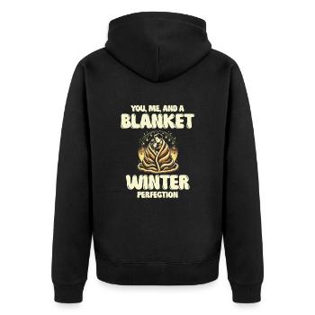 You, Me and Blanket, Winter Perfection, Love, Winter - Unisex Premium Organic Zip Hoodie - black - Back - Nico (187cm)