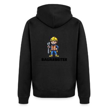 bauarbeiter - Unisex Premium Bio Zip Hoodie - Schwarz - Hinten - Nico (187cm)