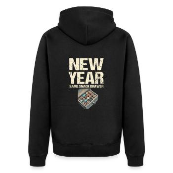Nouvel An Même tiroir à collations, Nouvel An - Veste à capuche bio Premium Unisexe - noir - Dos - Nico (187cm)