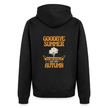 Auf Wiedersehen Sommer Ist Es Zeit Sich Herbstfans - Unisex Premium Bio Zip Hoodie - Schwarz - Hinten - Nico (187cm)