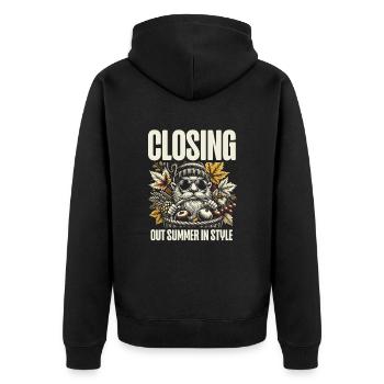 Sommer Stilvoll Schließen, Bereit Herbstschichten - Unisex Premium Bio Zip Hoodie - Schwarz - Hinten - Nico (187cm)