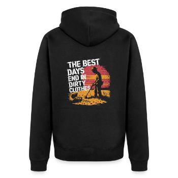 Découvrez des aventures dans le sol - Veste à capuche bio Premium Unisexe - noir - Dos - Nico (187cm)