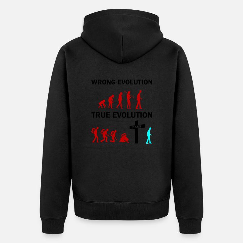 Jésus de la véritable évolution - Veste à capuche bio Premium Unisexe - noir