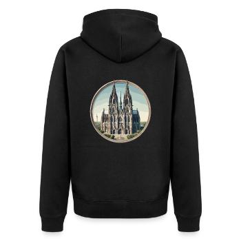 Cologne Cathedral - Unisex Premium Organic Zip Hoodie - black - Back - Nico (187cm)