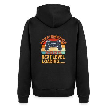 Konfirmation 2025 Konfirmand - Unisex Premium Bio Zip Hoodie - Schwarz - Hinten - Nico (187cm)