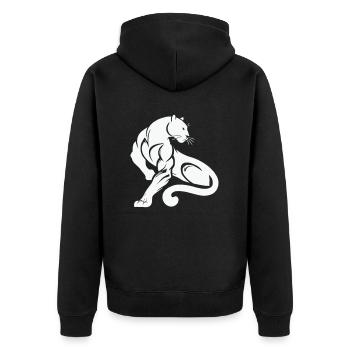 Panther Leopard - Unisex Premium Bio Zip Hoodie - Schwarz - Hinten - Nico (187cm)