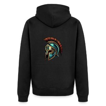 Sparta Helmet - Unisex Premium Organic Zip Hoodie - black - Back - Nico (187cm)