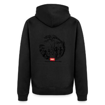 LGBT 48 - Unisex Premium Organic Zip Hoodie - black - Back - Nico (187cm)