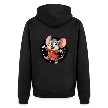 Mouse dances in the night - Unisex Premium Organic Zip Hoodie - black - Back - Nico (187cm)